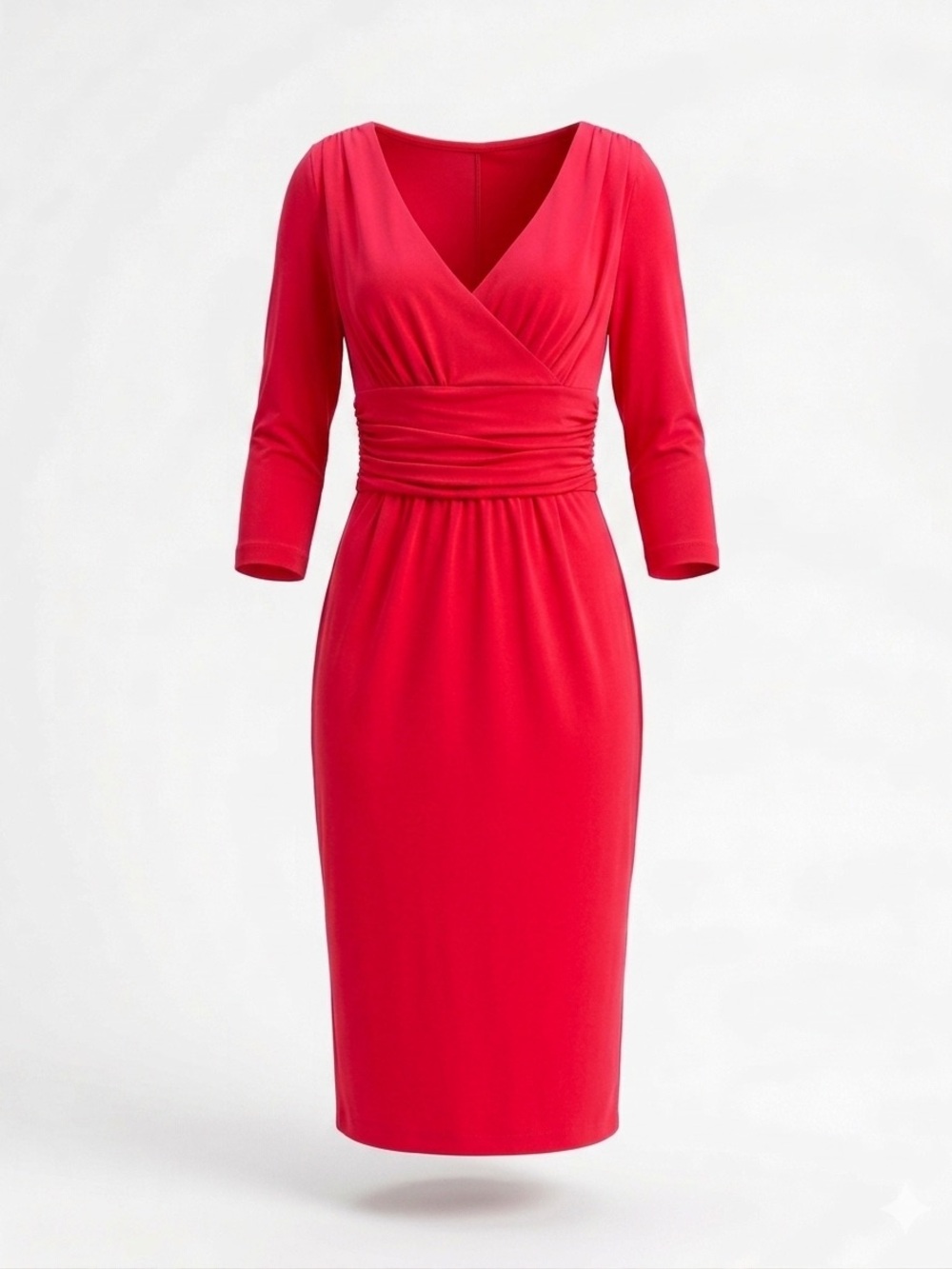 Chiara Boni La Petite Robe Ruched V-Neck Midi Dress IT 44 US 8 M